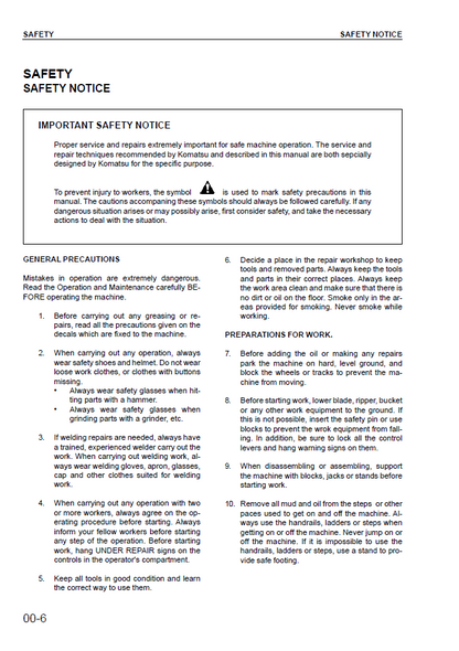 Komatsu PC290NLC-6K Excavator Technical Service & Shop Manual EEBM001902