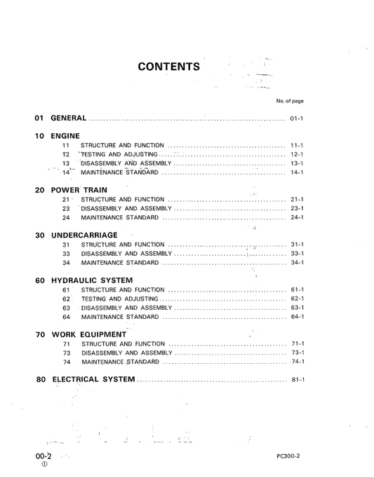 Komatsu PC300-2 & PC300LC-2 Excavator Repair Manual SEBM0207B01