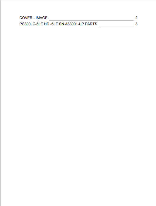 Komatsu PC300LC-6LE PC300HD-6LE Excavator Parts Catalogue PDF