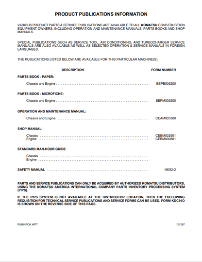 Komatsu PC300LC-6LE PC300HD-6LE Hydraulic Repair Manual