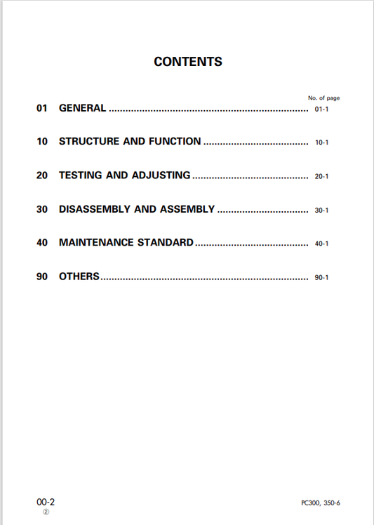 Komatsu PC300LC-6 PC350LC-6 Excavator Service & Repair Manual