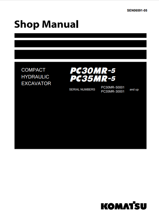 Komatsu PC30MR-5, PC35MR-5 Compact Hydraulic Excavator Shop Manual - PDF File