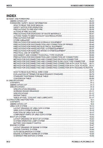 Komatsu PC360LCI-11 and PC390LCI-11 Service Manual PDF – CEBM031702