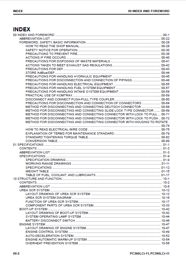 Komatsu PC360LCi-11 PC390LCi-11 Excavator Maintenance Manual Download