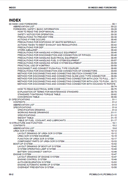 Komatsu PC360LCi-11 PC390LCi-11 Excavator Maintenance Manual Download