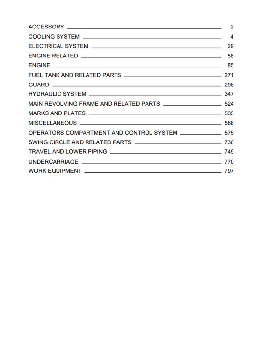 Komatsu PC390LC-11 Crawler Excavator Parts Catalogue Manual PDF