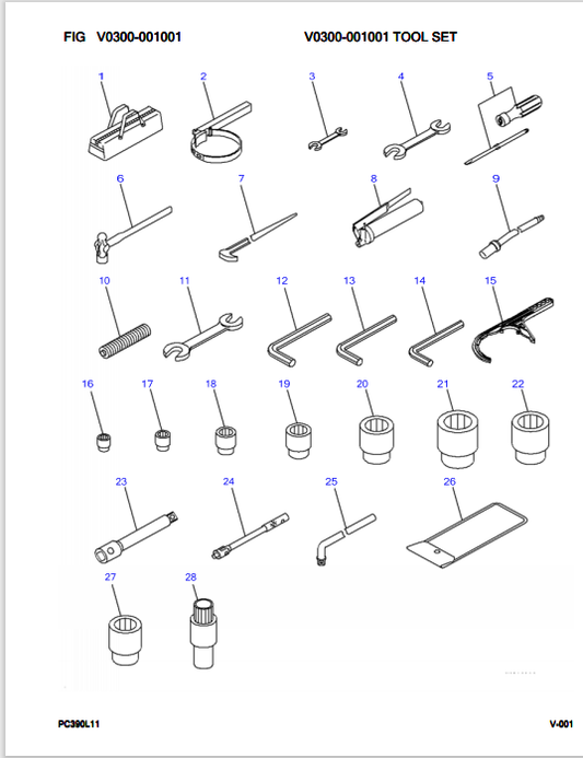 Komatsu PC390LC-11 Excavator Parts Manual S/N A30401-UP