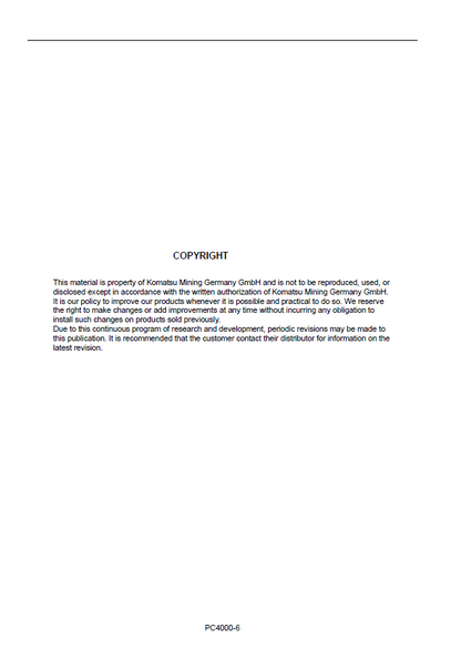 Komatsu PC4000-6 Mining Excavator Operating and Maintenance Guide GZEAM08218-0