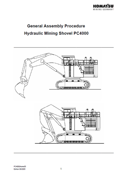 Komatsu PC4000 Hydraulic Mining Shovel Assembly Manual FAMPC4000-05