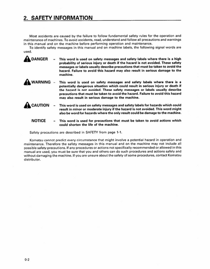 Komatsu PC400HD-5 Excavator Operation and Maintenance Guide CEAM208505