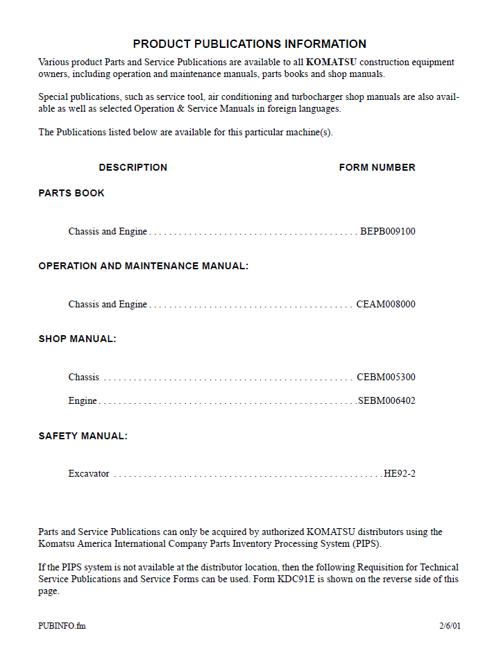 Komatsu PC400LC-6LM and PC400HD-6LM Hydraulic Excavator PDF Manual CEAM008001