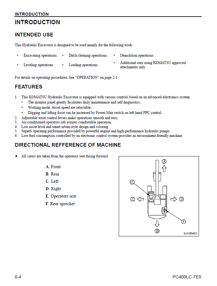 Komatsu PC400LC-7EO Excavator PDF Manual CEAM017002