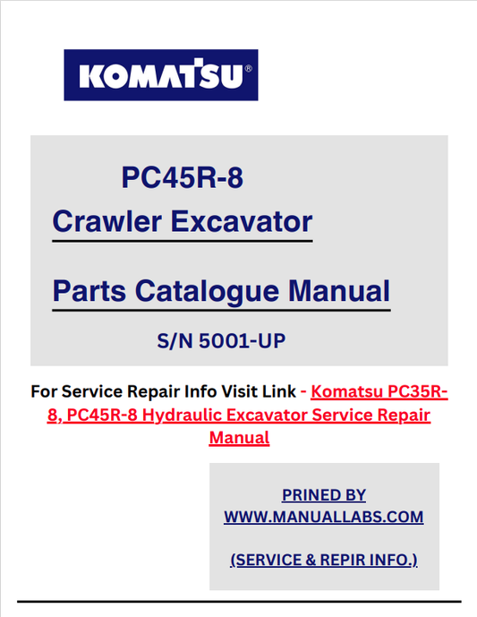 Komatsu PC45R-8 Crawler Excavator Parts Catalogue Manual PDF