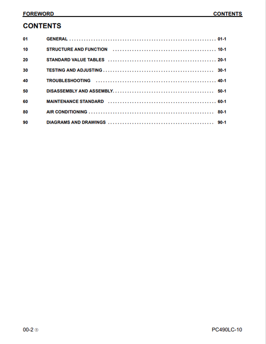 Komatsu PC490LC-10 Excavator Shop Manual S/N A40001-UP PDF