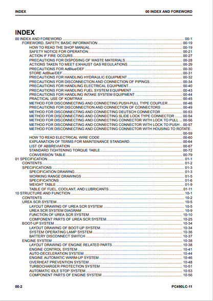 Komatsu PC490LC-11 Excavator Service & Repair Manual PDF