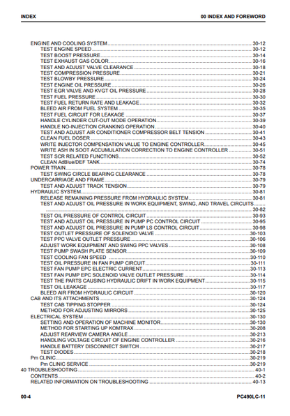 Komatsu PC490LC-11 Excavator Shop & Maintenance Manual PDF