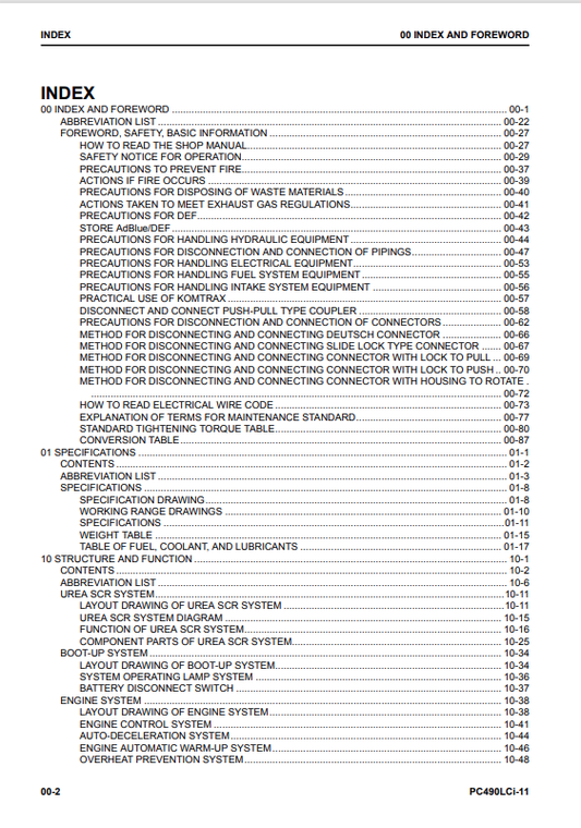 Komatsu PC490LCi-11 Excavator Service & Repair Manual PDF