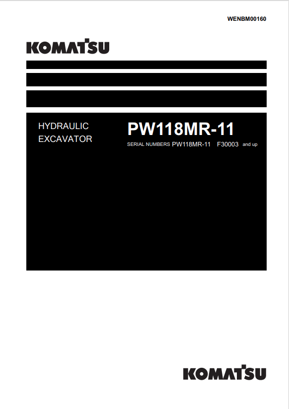 Komatsu PW118MR-11 Hydraulic Excavator Shop Manual PDF