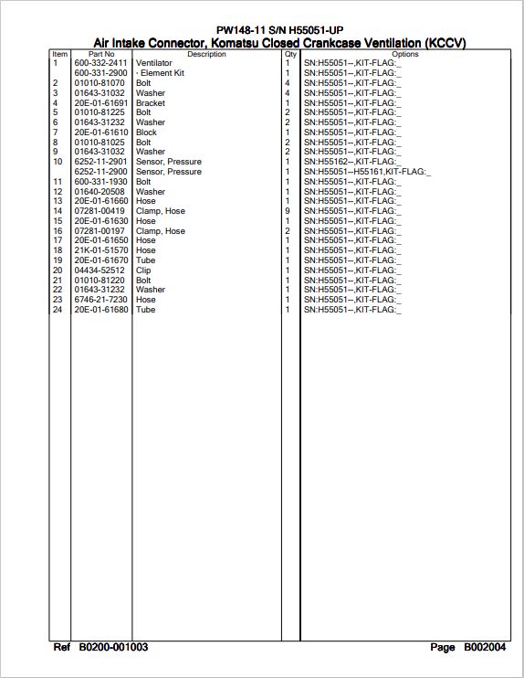 Komatsu PW148-11 Excavator Parts Book H55051-UP