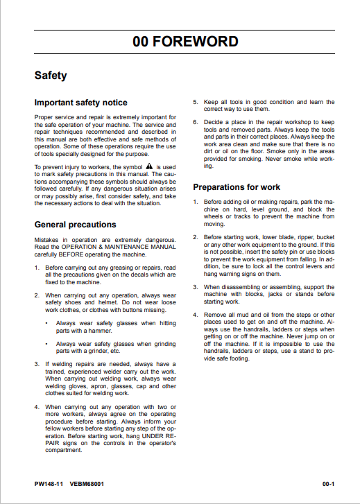 Komatsu PW148-11 Technical Shop & Repair Manual PDF