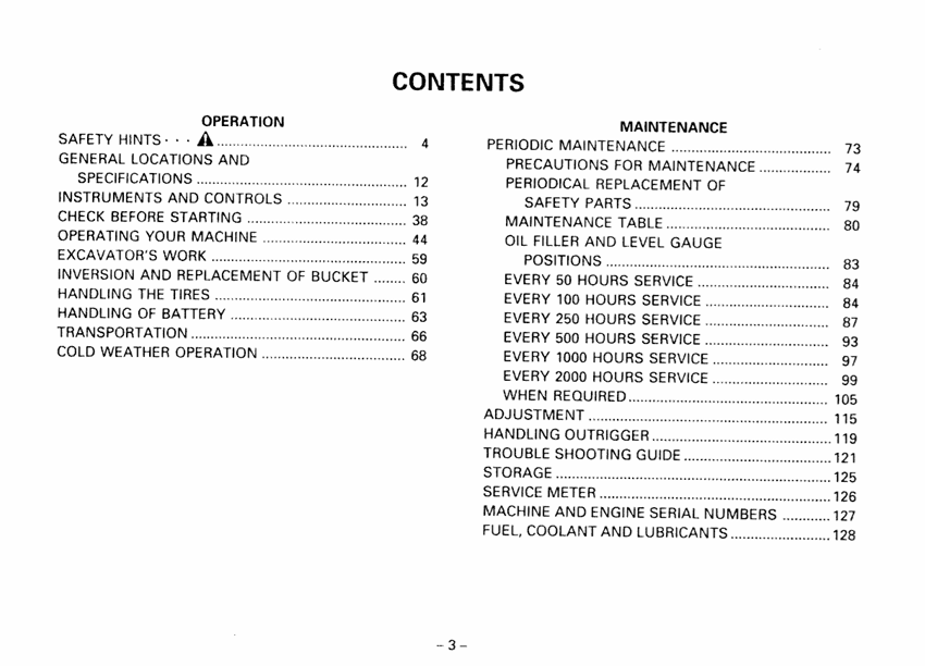 Komatsu PW60-3 Hydraulic Excavator Operator and Maintenance Instructions SEAM020B0303