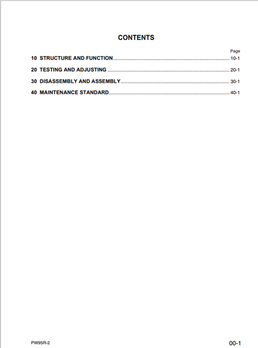 Komatsu PW95R-2 Excavator Workshop Repair Manual | PDF Download