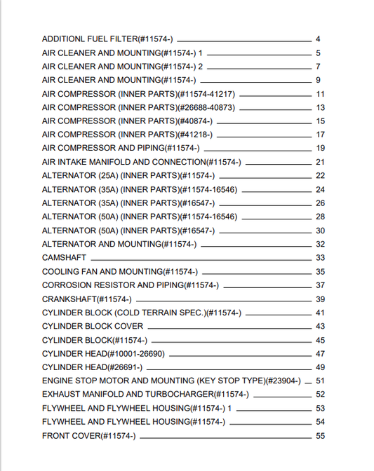 Komatsu S6D125-1JJ-FA Engine Parts Catalogue Manual PDF