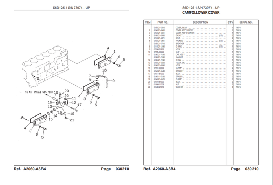 Komatsu S6D125-1 Diesel Engine Parts Catalogue Manual PDF
