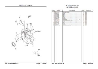Komatsu S6D125-1 Engine Components & Replacement Parts PDF