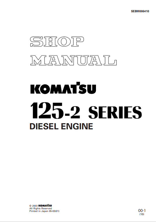 Komatsu S6D125E-2B-6 Engine Shop Manual SN 60721-UP PDF