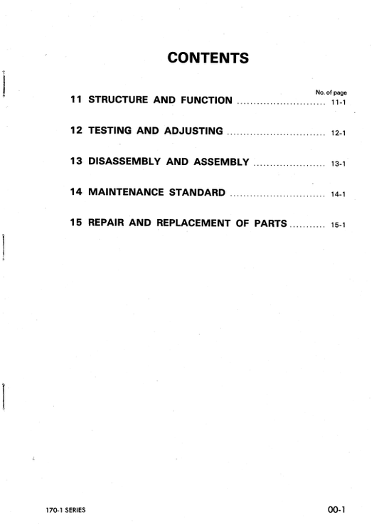 Komatsu S6D170-1, SA6D170-B-1, SA6D170-A-1 Series Diesel Engine Shop Manual SEBES6161000 - PDF File