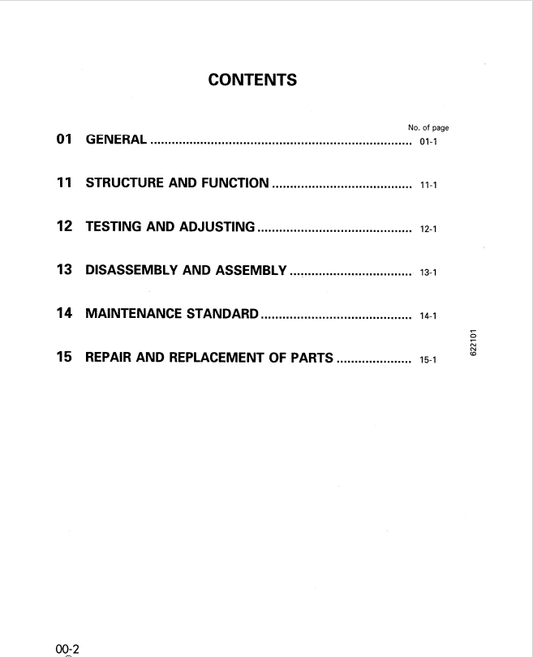 Komatsu SA6D108-1G-7 Diesel Engine Service Manual S/N 10001-UP