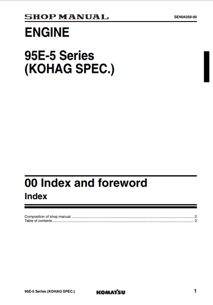 Komatsu SAA4D95LE-5A Diesel Engine Service & Repair Manual