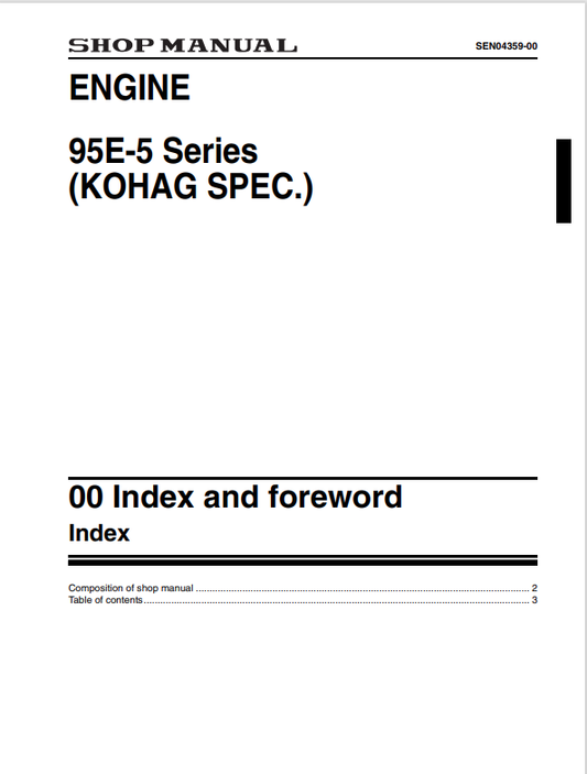 Komatsu SAA4D95LE-5A Engine Parts Manual S/N 500001-UP