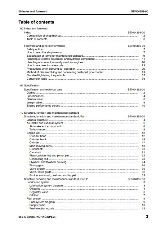 Komatsu SAA4D95LE-5A Technical Engine Shop Manual PDF