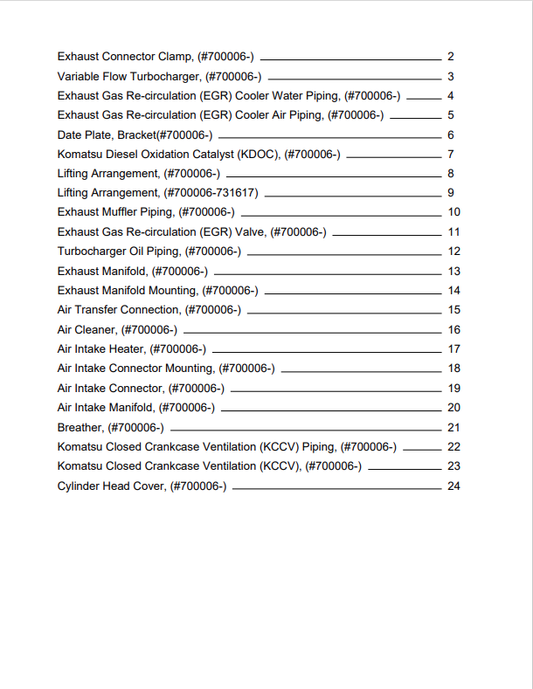 Komatsu SAA4D95LE-6A Engine Parts Manual S/N 700006-UP