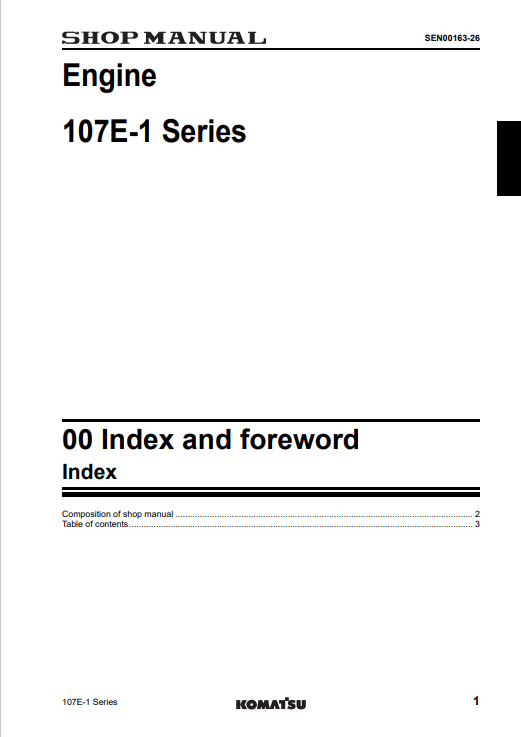 Komatsu SAA6D107E-1DD Diesel Engine Service & Repair Manual
