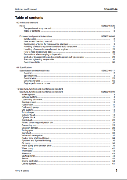 Komatsu SAA6D107E-1DD Technical Engine Shop Manual PDF