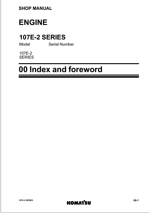 Komatsu SAA6D107E-2B Diesel Engine Service & Repair Manual