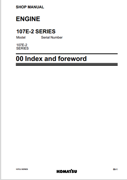Komatsu SAA6D107E-2B Diesel Engine Service & Repair Manual