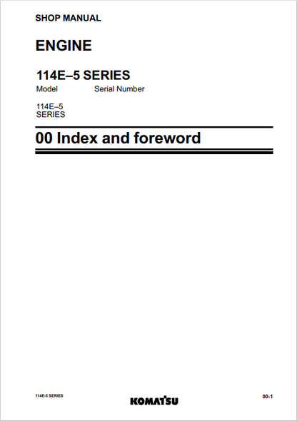 Komatsu SAA6D114E-5 Diesel Engine Service & Repair Manual