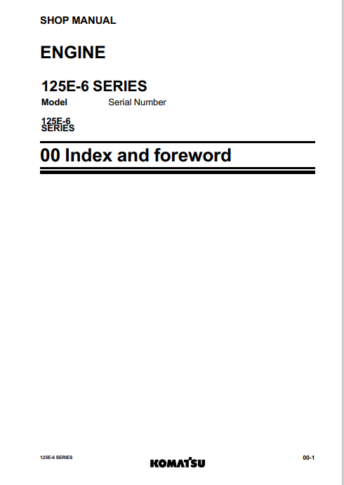 Komatsu SAA6D125E-3A Diesel Engine Service & Repair Manual