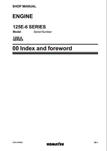 Komatsu SAA6D125E-3A Diesel Engine Service & Repair Manual