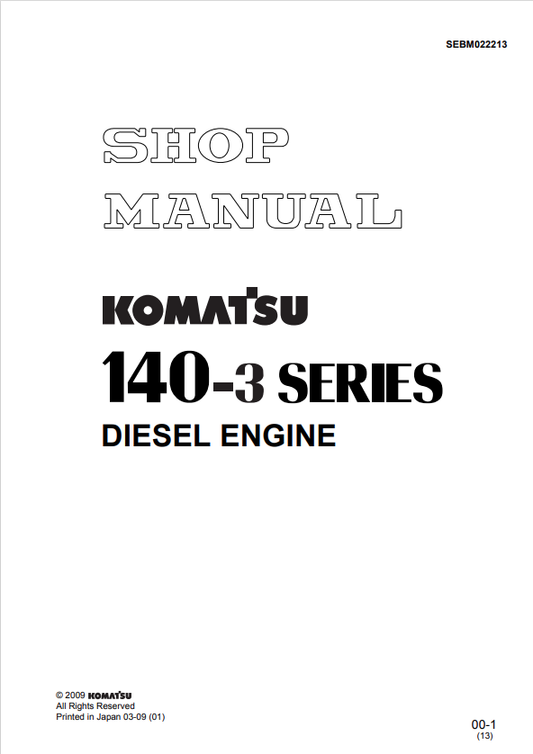 Komatsu SAA6D140E-3B-8 Engine Shop Manual S/N 110003-UP - PDF File