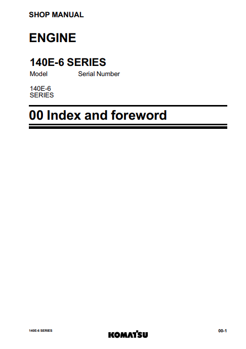 Komatsu SAA6D140E-6A Diesel Engine Service & Repair Manual