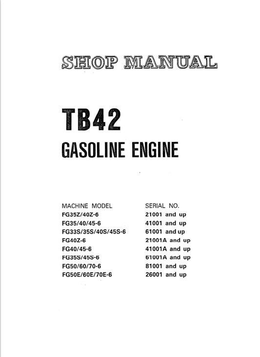 Komatsu TB42 Forklift Engine Service & Repair Manual