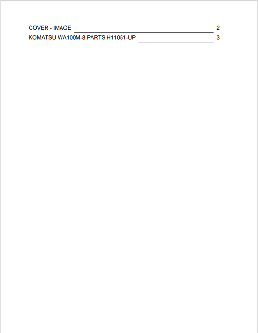 Komatsu WA100M-8 Wheel Loader Parts Catalogue Manual PDF
