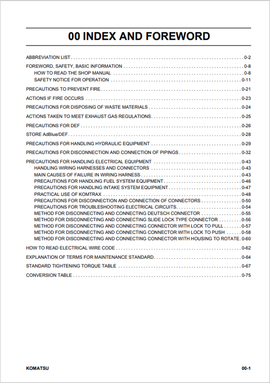 Komatsu WA100M-8 Wheel Loader Service & Repair Manual DEU