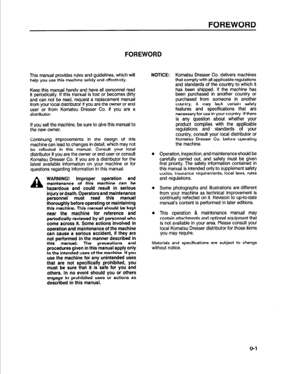 Komatsu WA120-1LC Operation & Maintenance Manual A20001-UP PDF