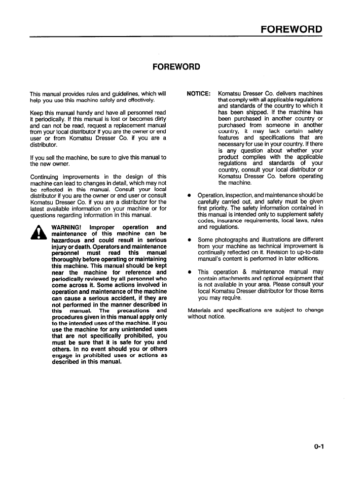 Komatsu WA120-1LC Operation and Maintenance Manual CEADW16041